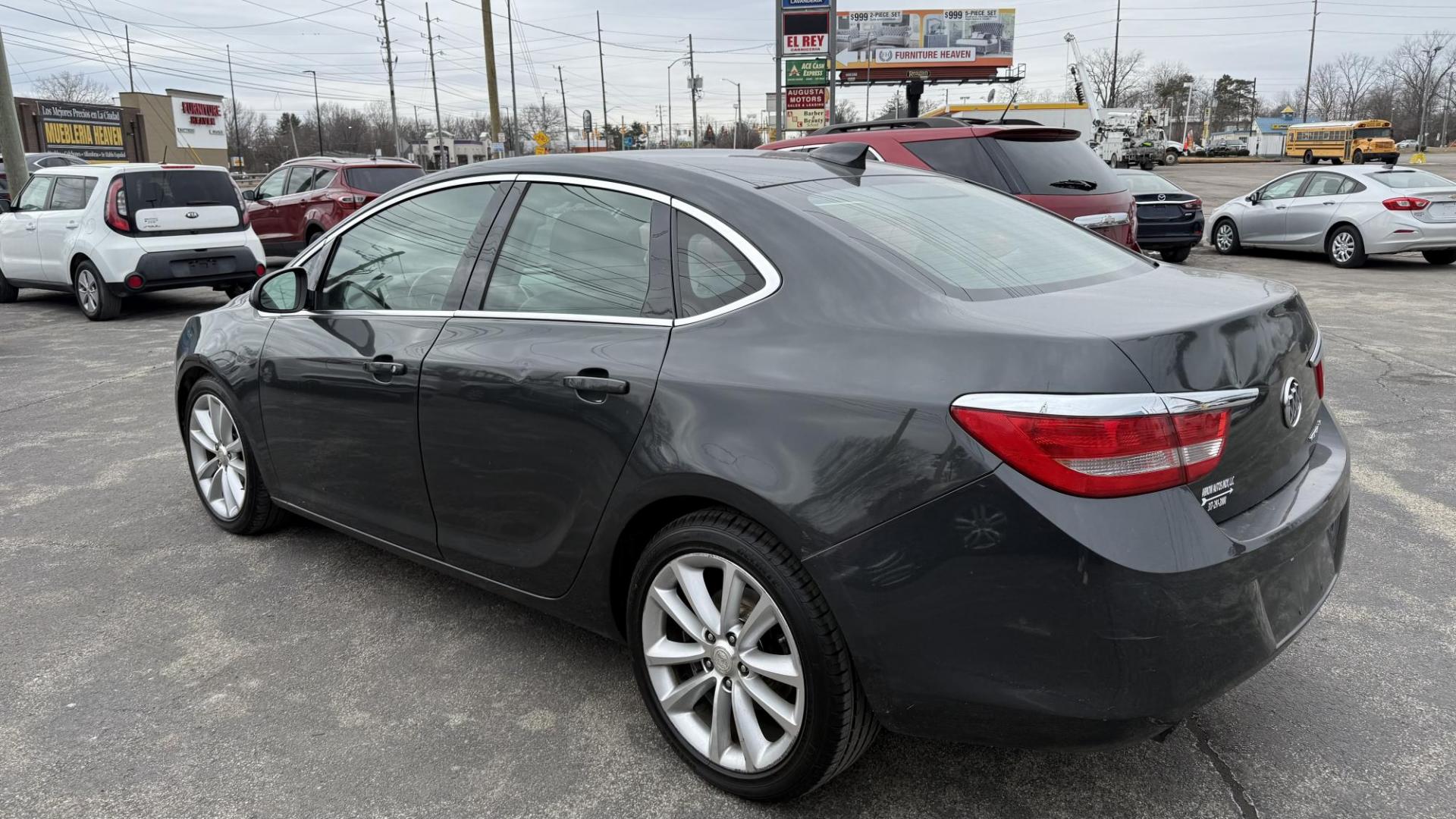 2015 DARK GRAY /TAN Buick Verano Base (1G4PP5SK4F4) with an 2.4L L4 DOHC 16V FFV engine, 6-Speed Automatic transmission, located at 2710A Westlane Rd., Indianapolis, IN, 46268, (317) 291-2000, 39.885670, -86.208160 - Photo#3