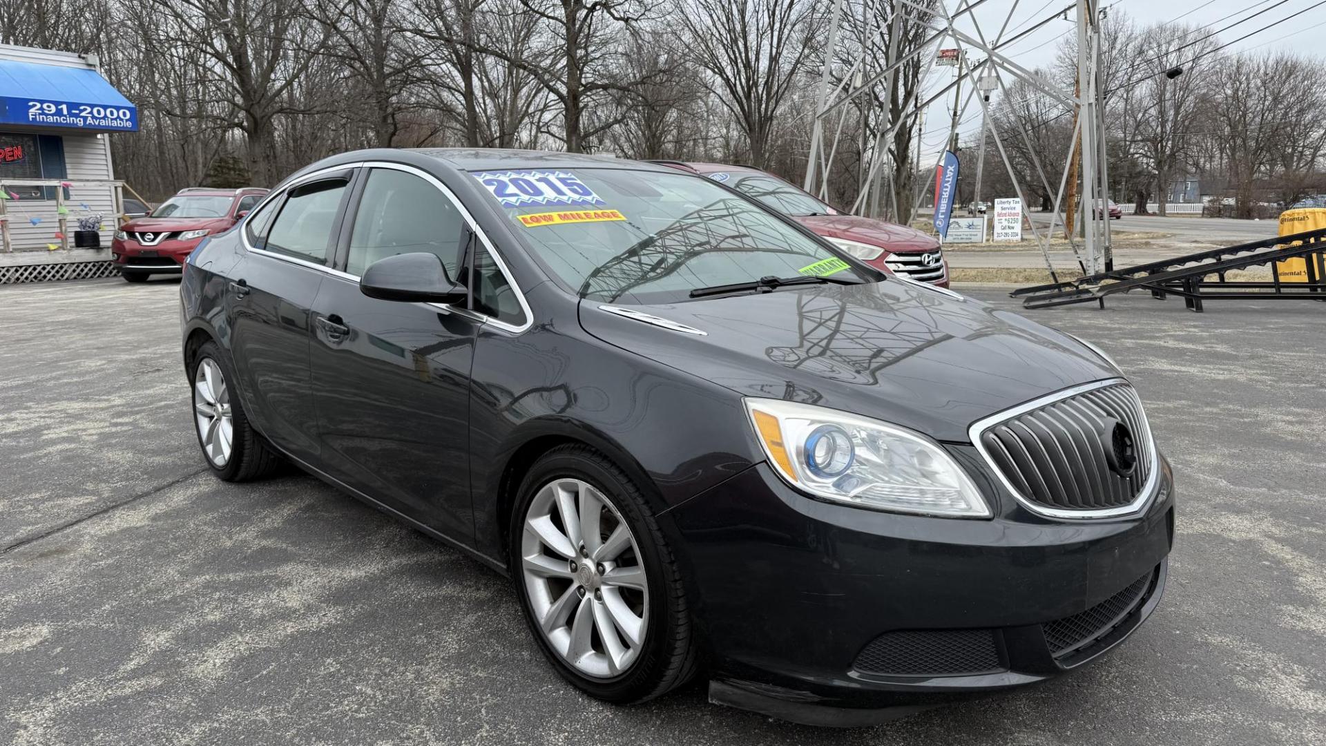 2015 DARK GRAY /TAN Buick Verano Base (1G4PP5SK4F4) with an 2.4L L4 DOHC 16V FFV engine, 6-Speed Automatic transmission, located at 2710A Westlane Rd., Indianapolis, IN, 46268, (317) 291-2000, 39.885670, -86.208160 - Photo#0