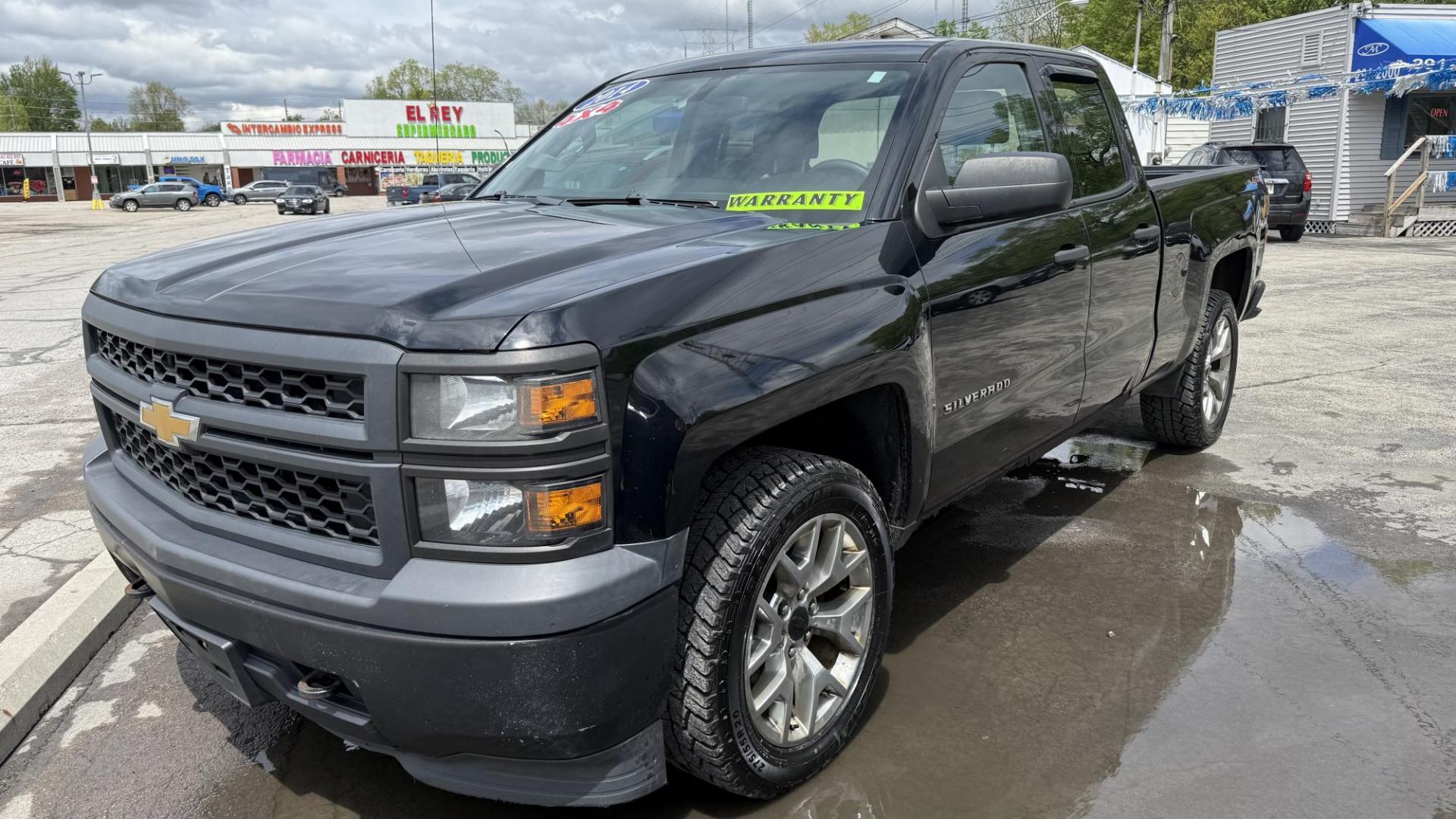 2014 BLACK /GRAY Chevrolet Silverado 1500 Work Truck 1WT Double Cab 4WD (1GCVKPEH8EZ) with an 4.3L V6 OHV 12V engine, 6-Speed Automatic transmission, located at 2710A Westlane Rd., Indianapolis, IN, 46268, (317) 291-2000, 39.885670, -86.208160 - Photo#1