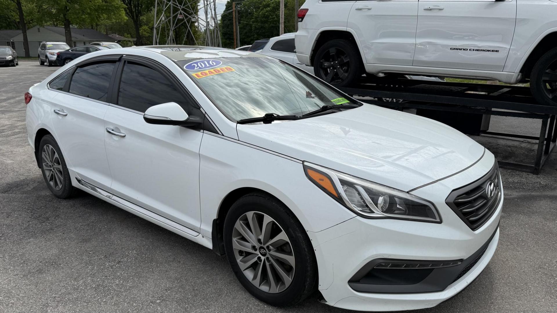 2016 WHITE /BLACK Hyundai Sonata Sport (5NPE34AF9GH) with an 2.4L L4 DOHC 16V engine, 6A transmission, located at 2710A Westlane Rd., Indianapolis, IN, 46268, (317) 291-2000, 39.885670, -86.208160 - Photo#1