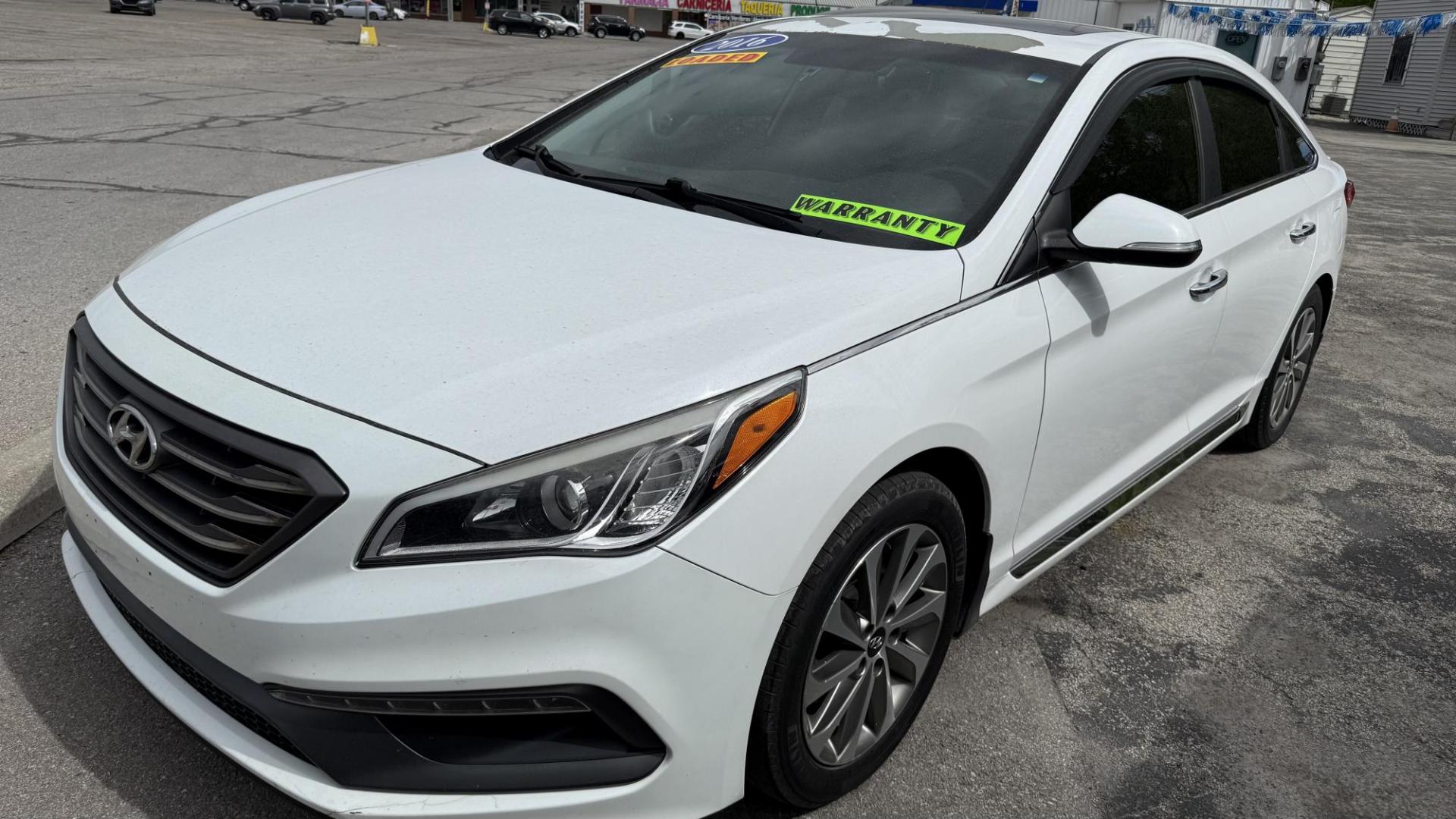 2016 WHITE /BLACK Hyundai Sonata Sport (5NPE34AF9GH) with an 2.4L L4 DOHC 16V engine, 6A transmission, located at 2710A Westlane Rd., Indianapolis, IN, 46268, (317) 291-2000, 39.885670, -86.208160 - Photo#0