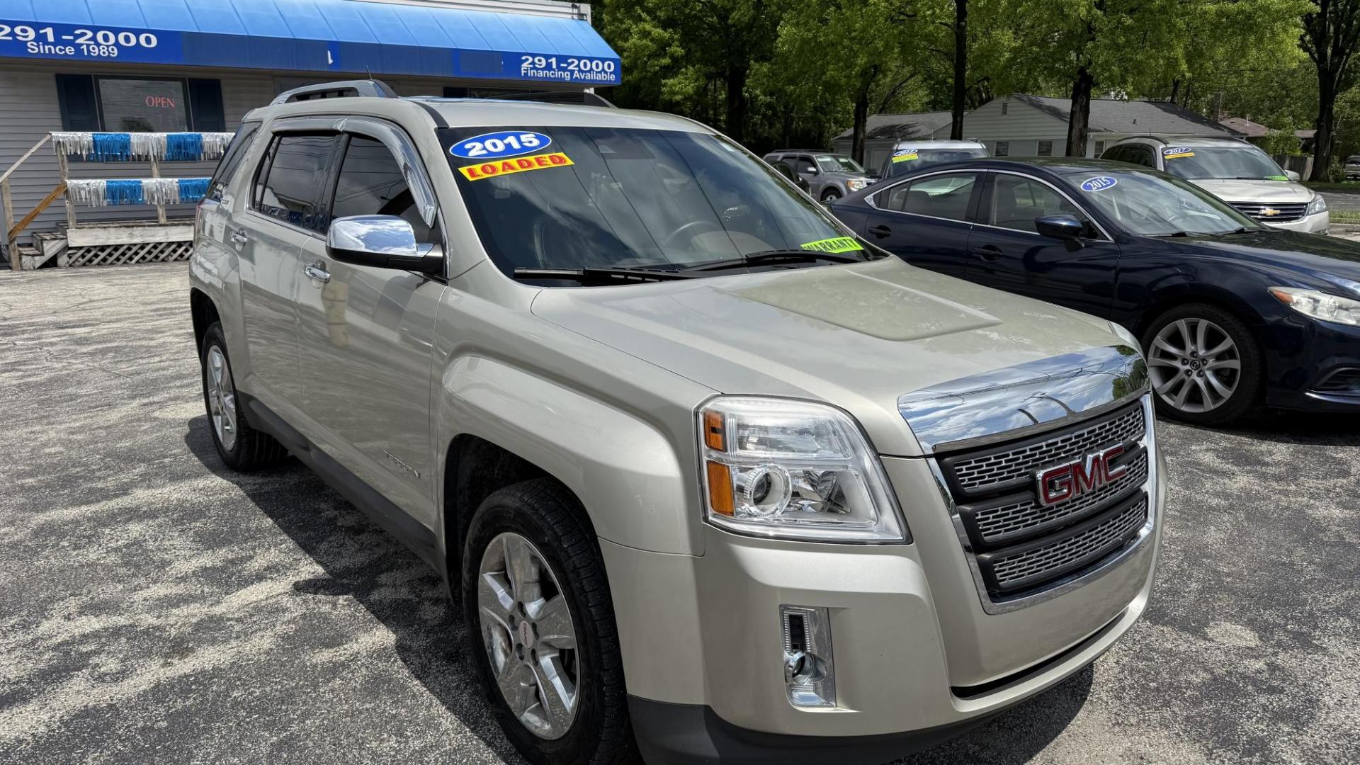 2015 GOLD /TAN/BROWN GMC Terrain SLT2 AWD (2GKFLYEK5F6) with an 2.4L L4 DOHC 16V FFV engine, 6-Speed Automatic transmission, located at 2710A Westlane Rd., Indianapolis, IN, 46268, (317) 291-2000, 39.885670, -86.208160 - Photo#1