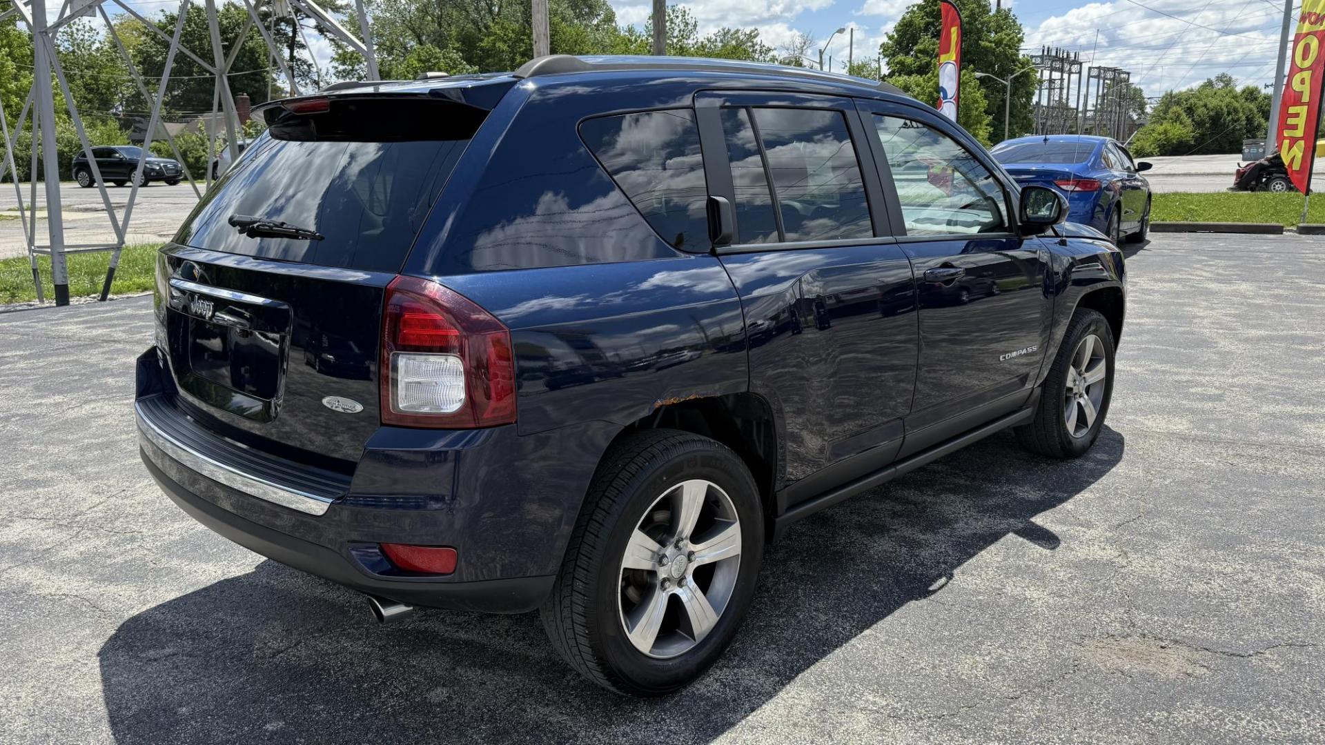 2017 BLUE /BLACK Jeep Compass Latitude 4WD (1C4NJDEB0HD) with an 2.4L L4 DOHC 16V engine, 6A transmission, located at 2710A Westlane Rd., Indianapolis, IN, 46268, (317) 291-2000, 39.885670, -86.208160 - Photo#2