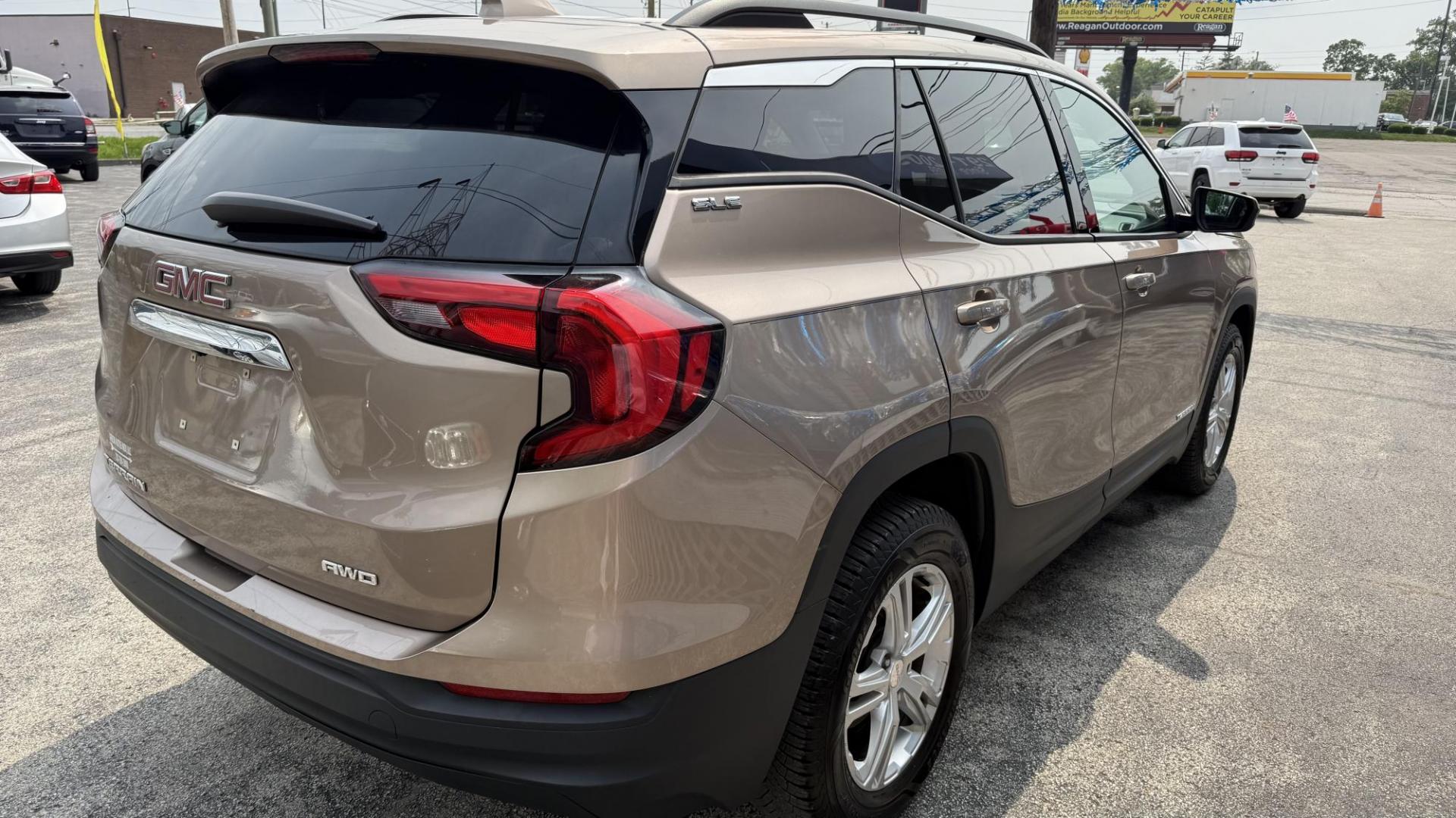 2018 BROWN /BLACK GMC Terrain SLE AWD (3GKALTEV8JL) with an 1.4L L4 DOHC 16V TURBO engine, 6A transmission, located at 2710A Westlane Rd., Indianapolis, IN, 46268, (317) 291-2000, 39.885670, -86.208160 - Photo#4