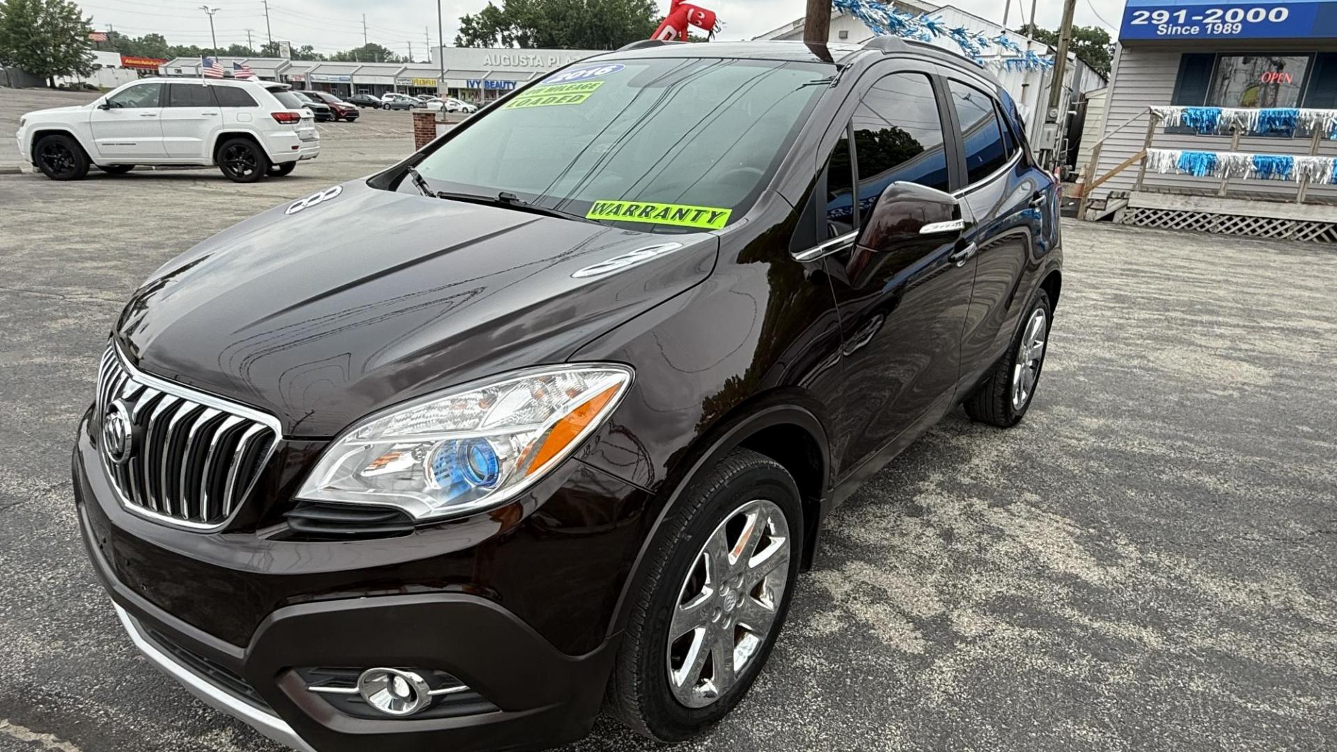 2016 BROWN /BLACK Buick Encore Leather AWD (KL4CJGSB5GB) with an 1.4L L4 DOHC 16V TURBO engine, 6A transmission, located at 2710A Westlane Rd., Indianapolis, IN, 46268, (317) 291-2000, 39.885670, -86.208160 - Photo#1
