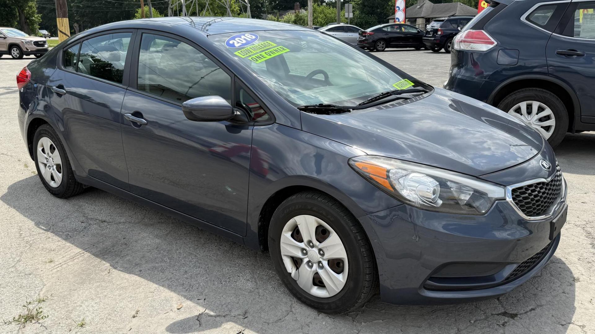 2016 /BLACK Kia Forte LX w/Popular Package (KNAFK4A62G5) with an 1.8L L4 DOHC 16V engine, 6-Speed Automatic transmission, located at 2710A Westlane Rd., Indianapolis, IN, 46268, (317) 291-2000, 39.885670, -86.208160 - Photo#0