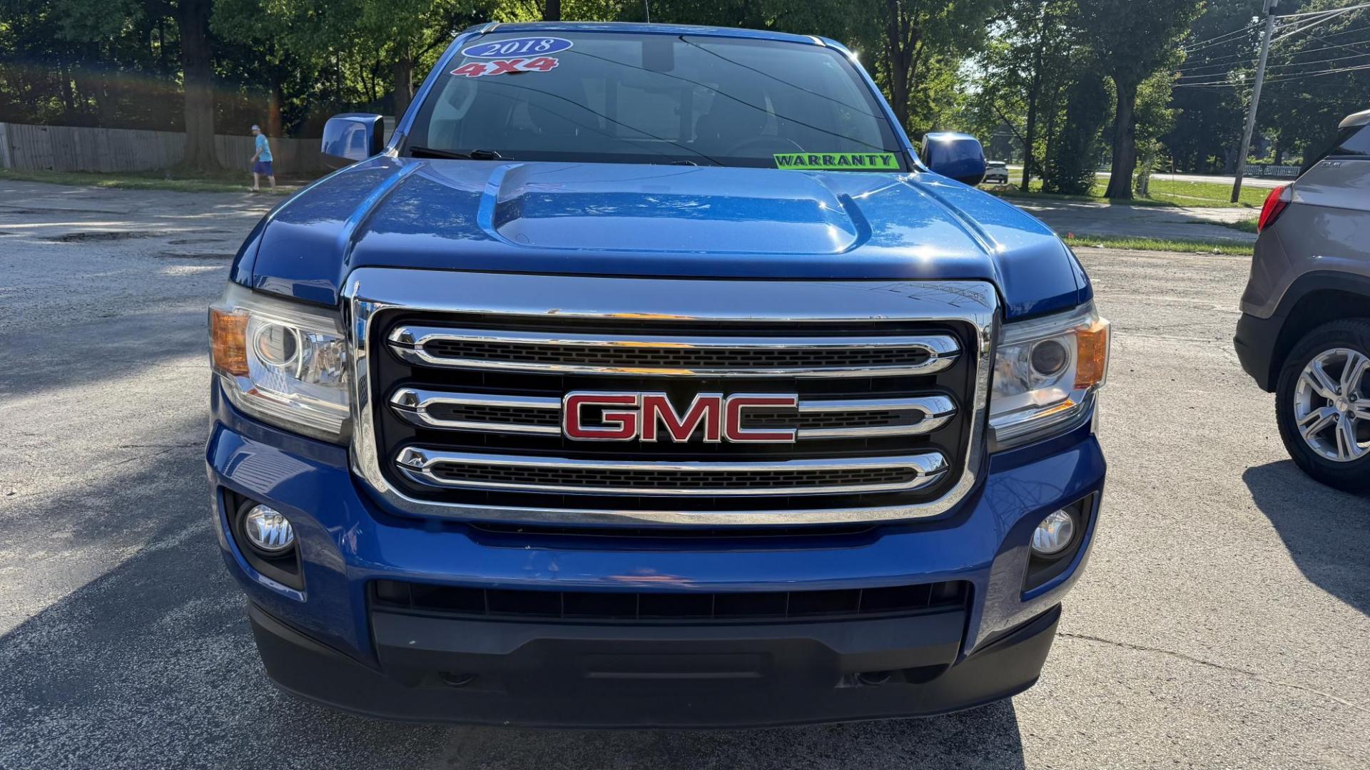 2018 BLUE /GRAY GMC Canyon SLE Ext. Cab 4WD (1GTH6CEN4J1) with an 3.6L V6 DOHC 24V engine, 6A transmission, located at 2710A Westlane Rd., Indianapolis, IN, 46268, (317) 291-2000, 39.885670, -86.208160 - Photo#2