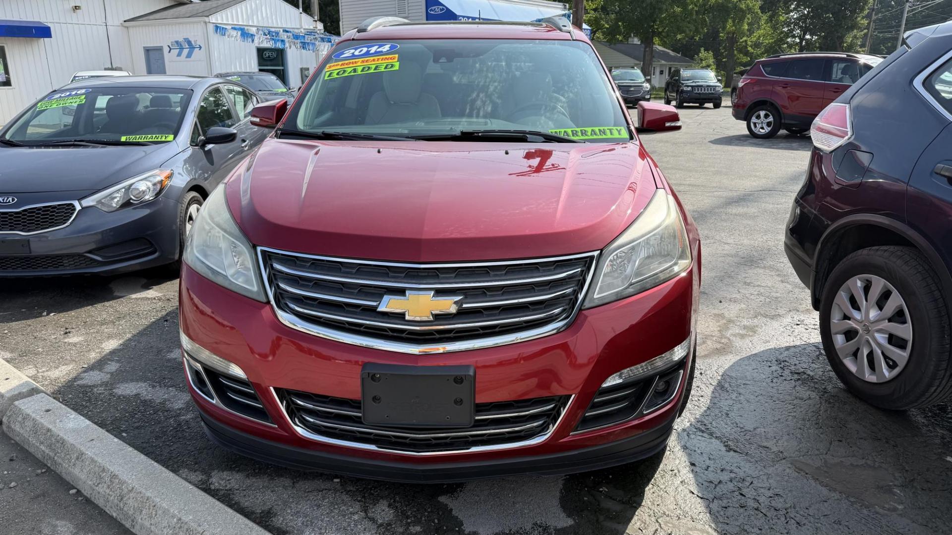 2014 RED /TAN Chevrolet Traverse LTZ AWD (1GNKVJKD1EJ) with an 3.6L V6 DOHC 24V engine, 6-Speed Automatic transmission, located at 2710A Westlane Rd., Indianapolis, IN, 46268, (317) 291-2000, 39.885670, -86.208160 - Photo#2