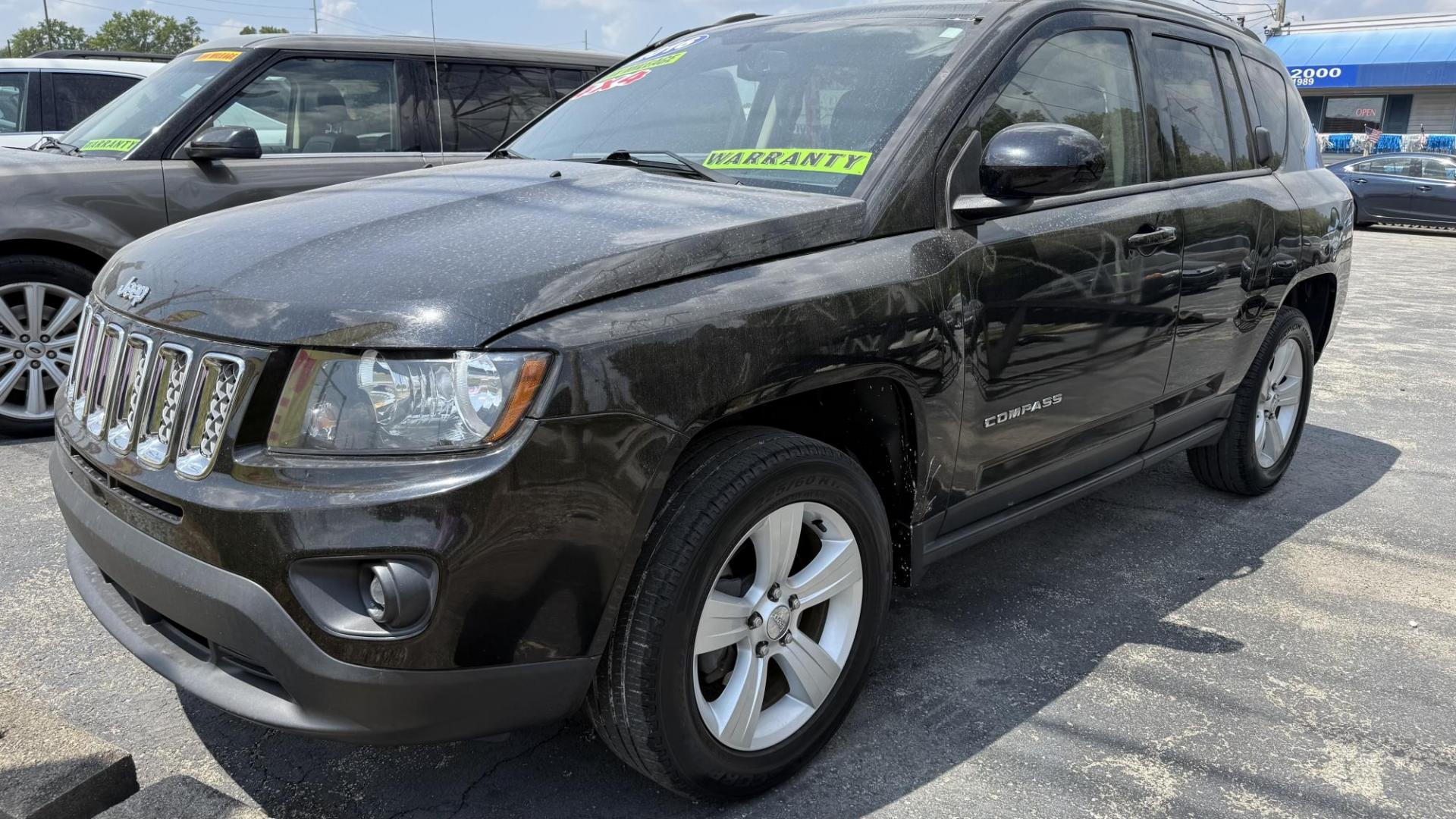 2016 BLACK /BLACK Jeep Compass Latitude 4WD (1C4NJDEB5GD) with an 2.4L L4 DOHC 16V engine, 6A transmission, located at 2710A Westlane Rd., Indianapolis, IN, 46268, (317) 291-2000, 39.885670, -86.208160 - Photo#1