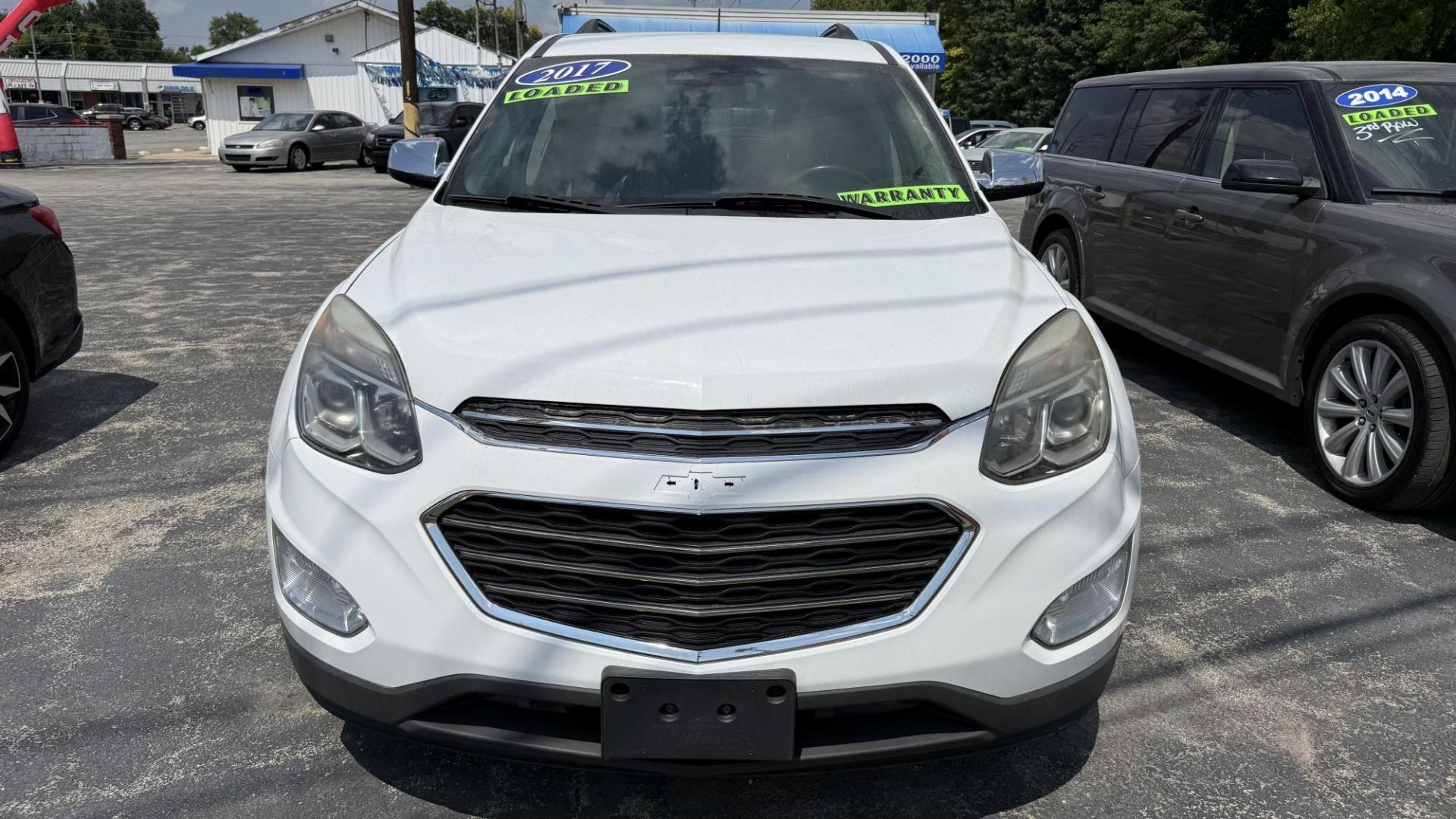 2017 WHITE /BLACK Chevrolet Equinox LT AWD (2GNFLFEKXH6) with an 2.4L L4 DOHC 16V FFV engine, 6A transmission, located at 2710A Westlane Rd., Indianapolis, IN, 46268, (317) 291-2000, 39.885670, -86.208160 - Photo#2