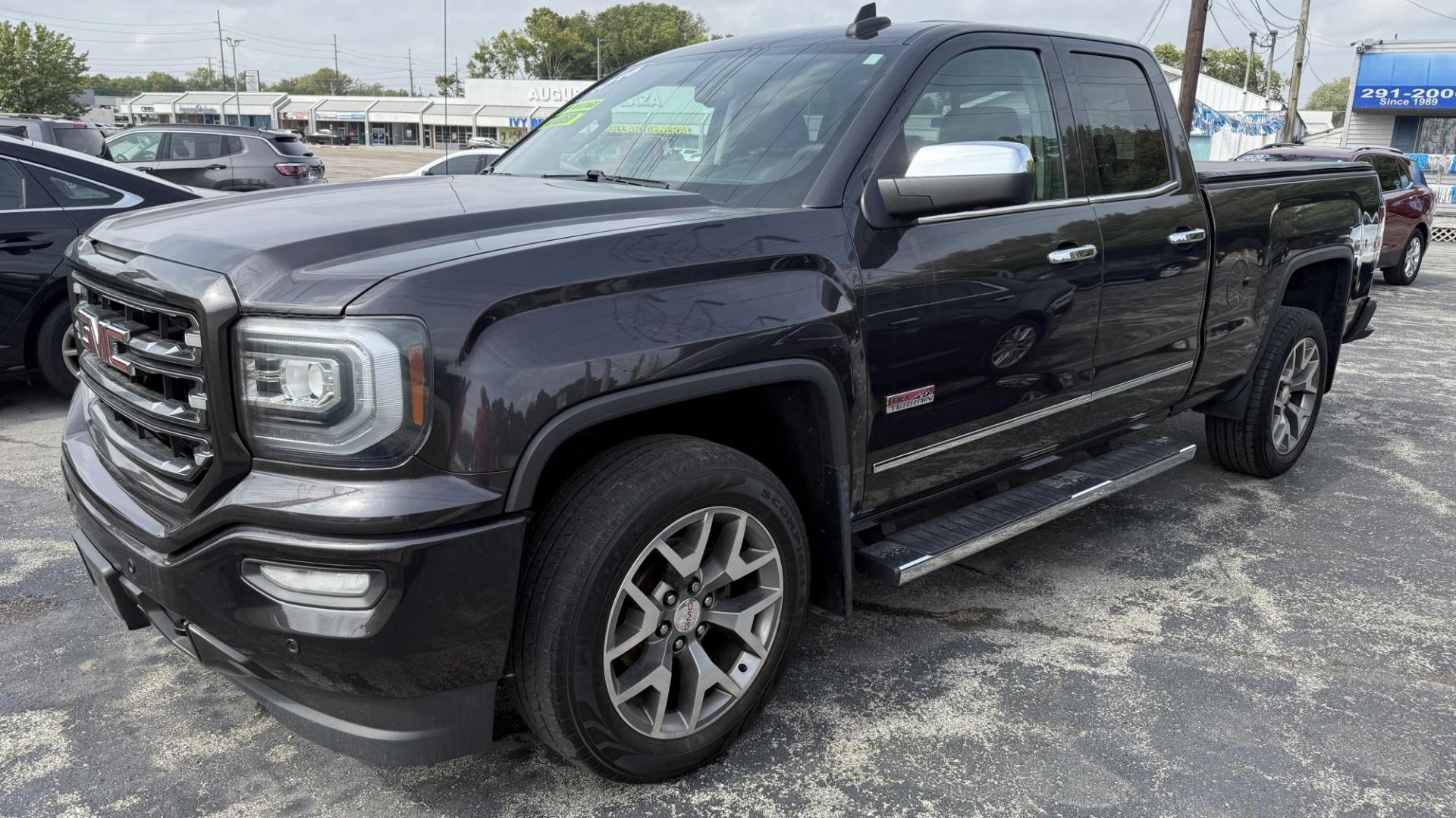 2016 BLACK /BLACK GMC Sierra 1500 SLT Double Cab 4WD (1GTV2NEC1GZ) with an 5.3L V8 OHV 16V engine, 6A transmission, located at 2710A Westlane Rd., Indianapolis, IN, 46268, (317) 291-2000, 39.885670, -86.208160 - Photo#1