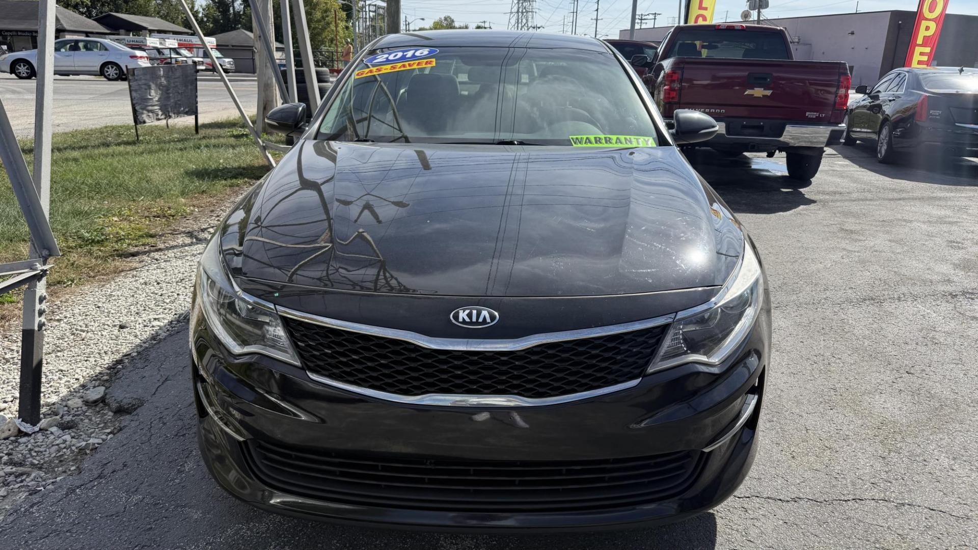 2016 BLACK /GRAY Kia Optima LX (5XXGT4L39GG) with an 2.4L L4 DOHC 16V engine, 6A transmission, located at 2710A Westlane Rd., Indianapolis, IN, 46268, (317) 291-2000, 39.885670, -86.208160 - Photo#2